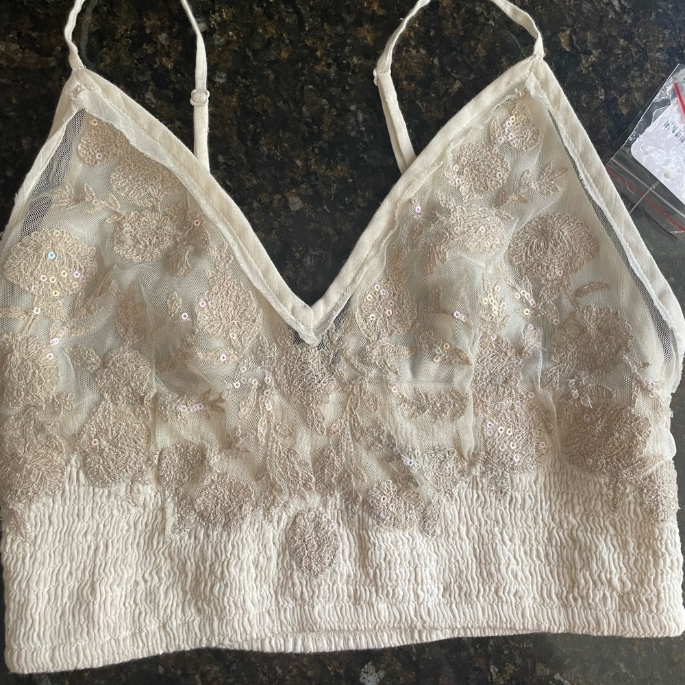 Free people ivory top/bra brand new